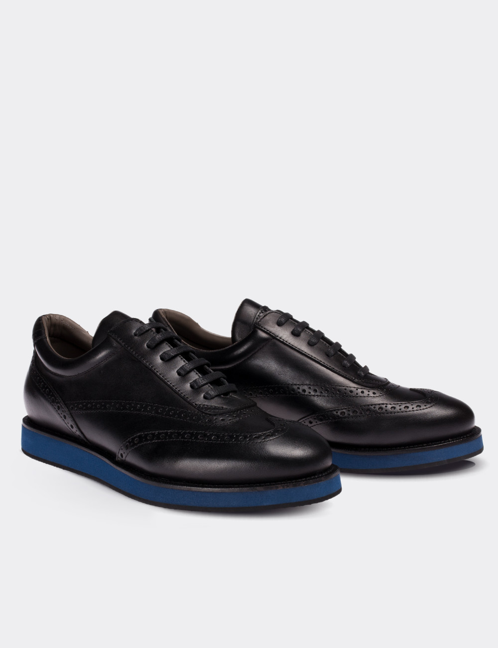 Black  Leather Lace-up Shoes - 00750MSYHE01