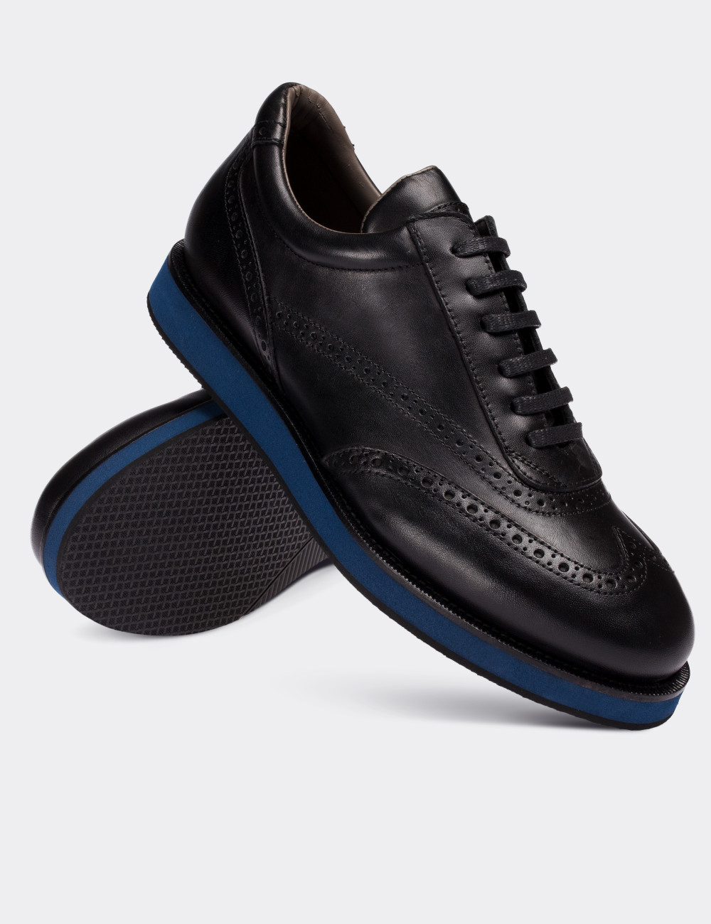 Black  Leather Lace-up Shoes - 00750MSYHE01
