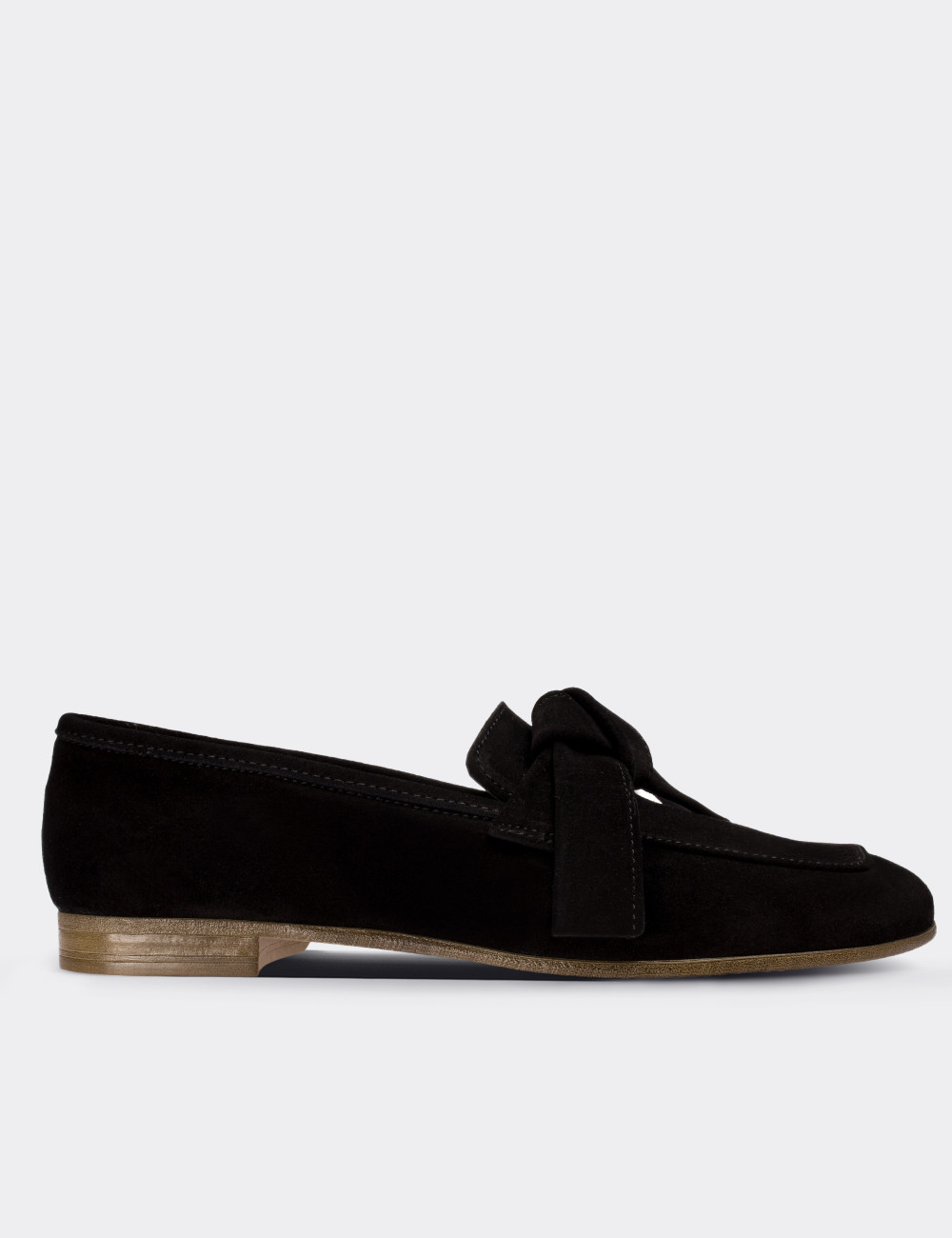 Black Suede Leather Loafers - 01744ZSYHM01