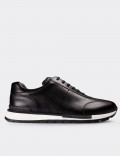 Black Calfskin Leather Sneakers