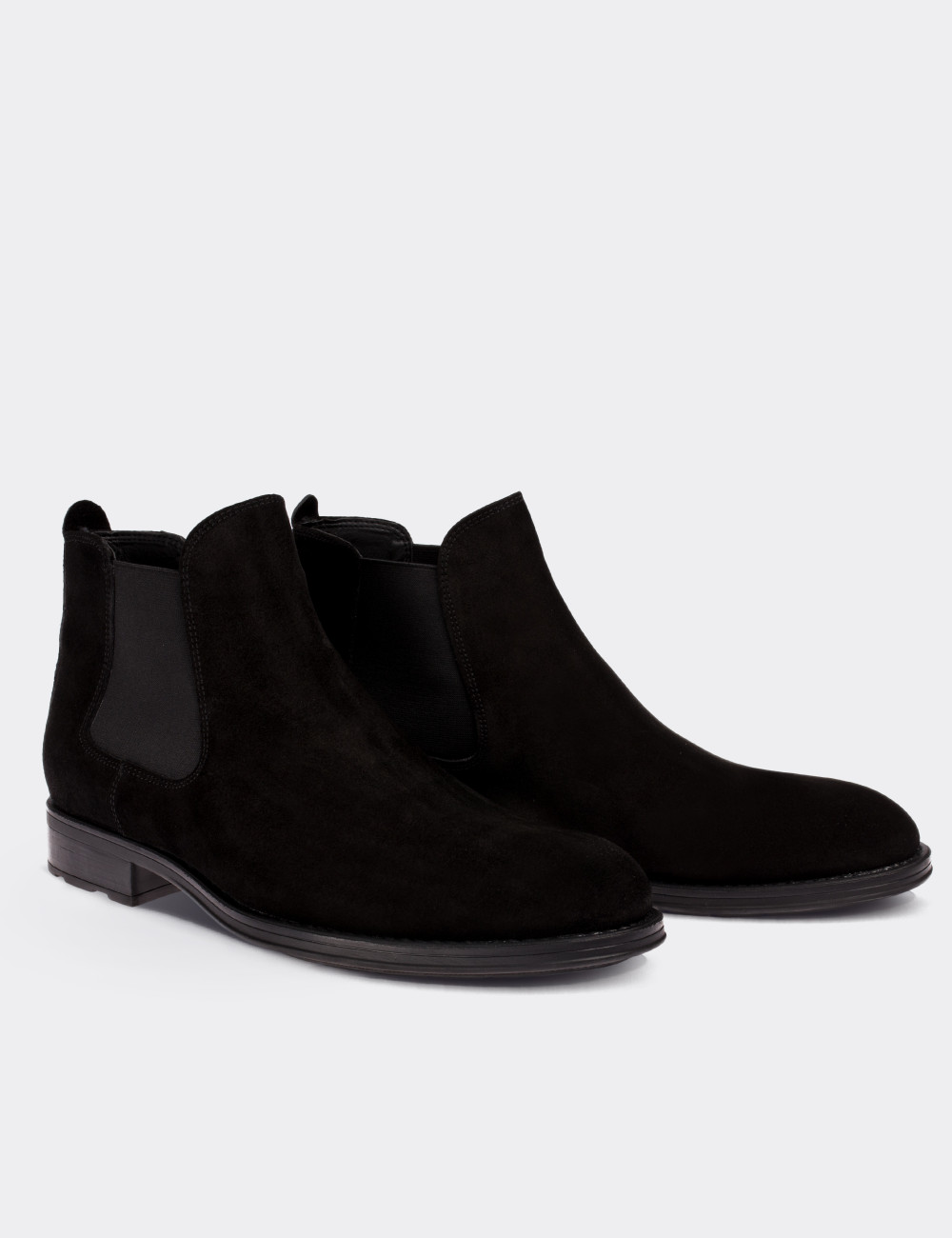Black Suede Leather Chelsea Boots - 01620MSYHC10