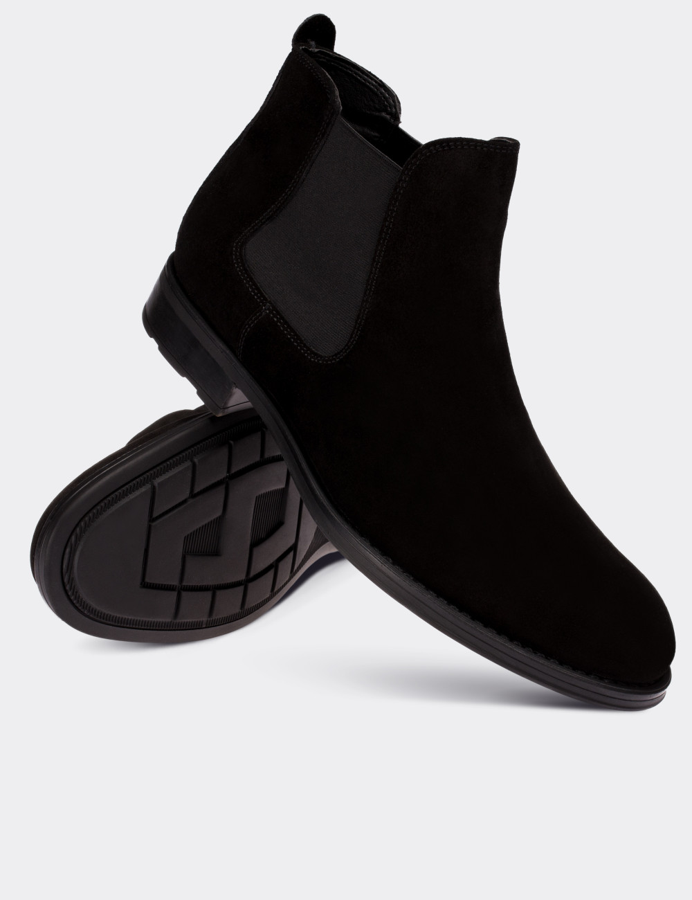 Black Suede Leather Chelsea Boots - 01620MSYHC10