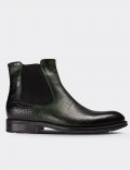 Green  Leather Chelsea Boots