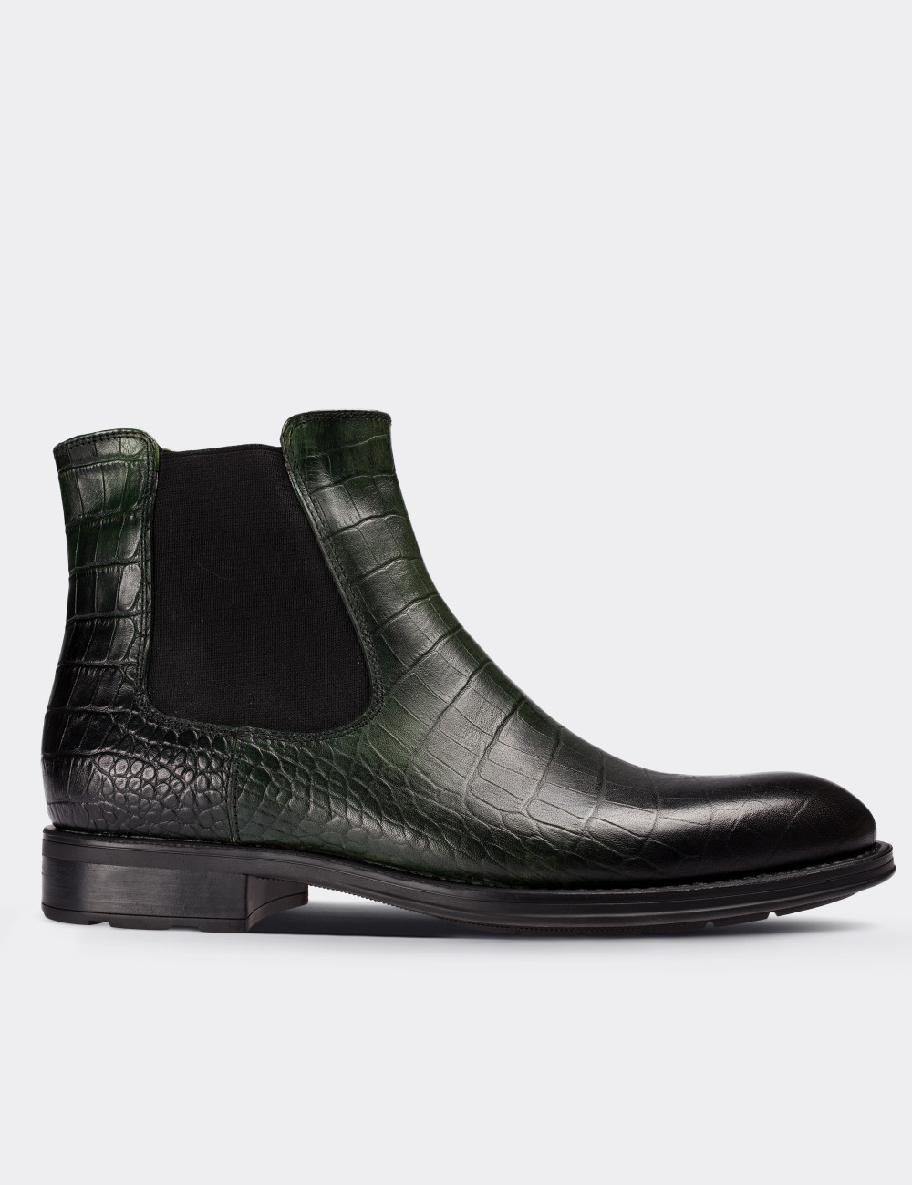 Green  Leather Chelsea Boots - 01620MYSLC02