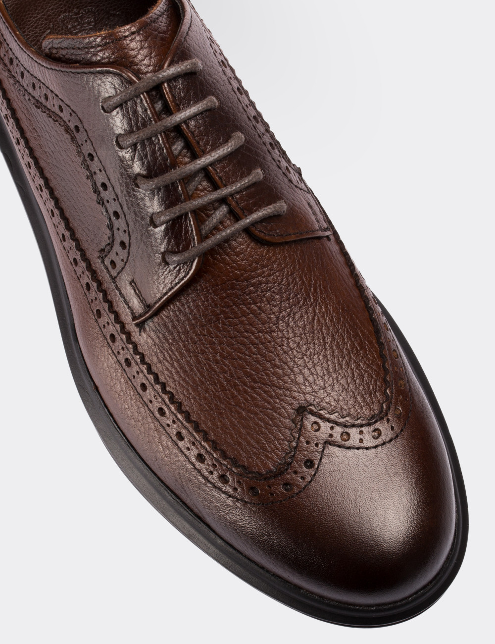 Brown  Leather Lace-up Shoes - 01293MKHVP01