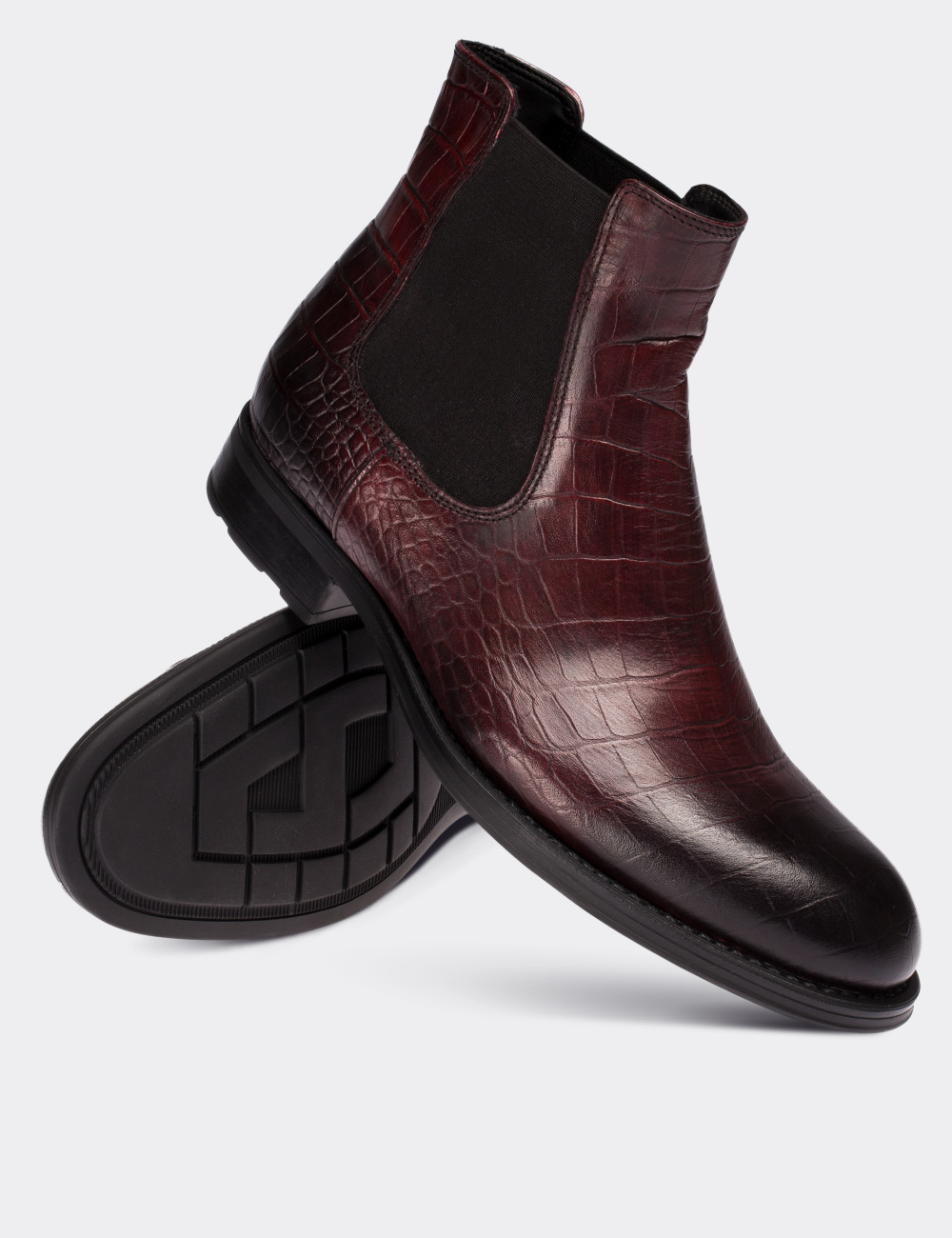 Burgundy  Leather Chelsea Boots - 01620MBRDC01