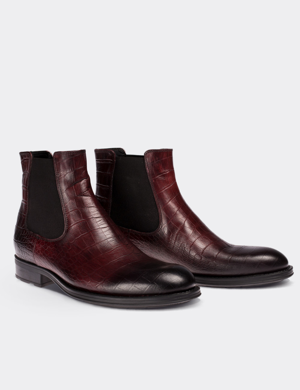 Burgundy  Leather Chelsea Boots - 01620MBRDC01
