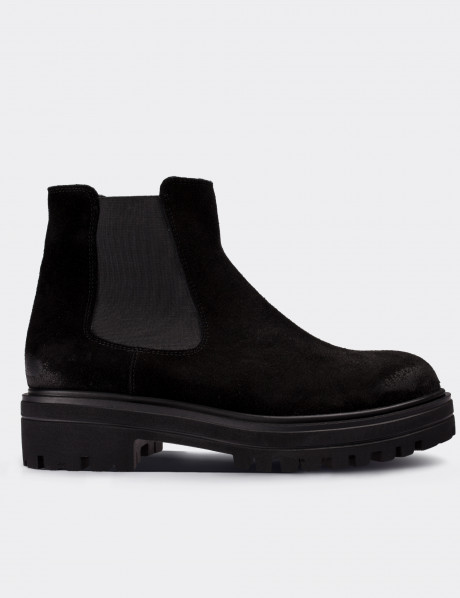 Black Suede Leather Boots