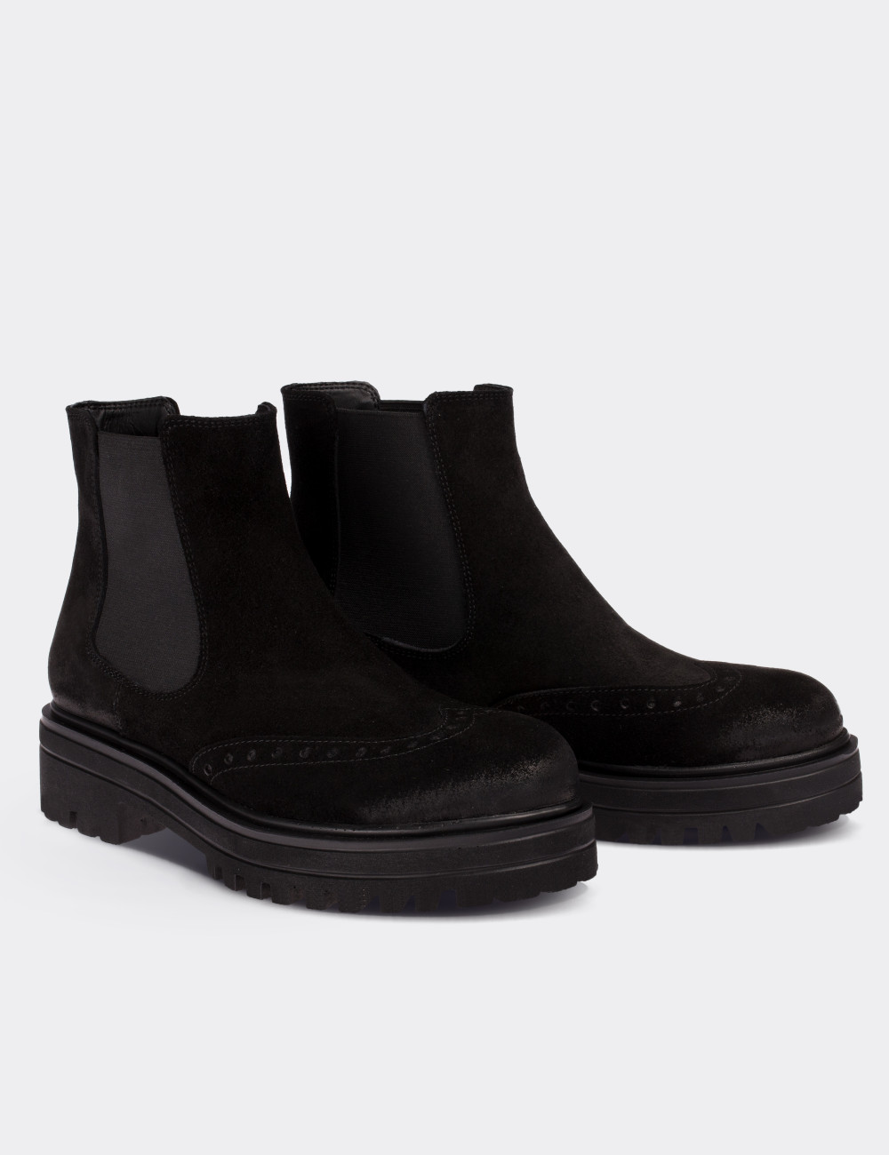 Black Suede Leather Chelsea Boots - 01800ZSYHE03