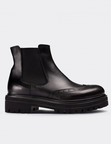 Black  Leather Chelsea Boots