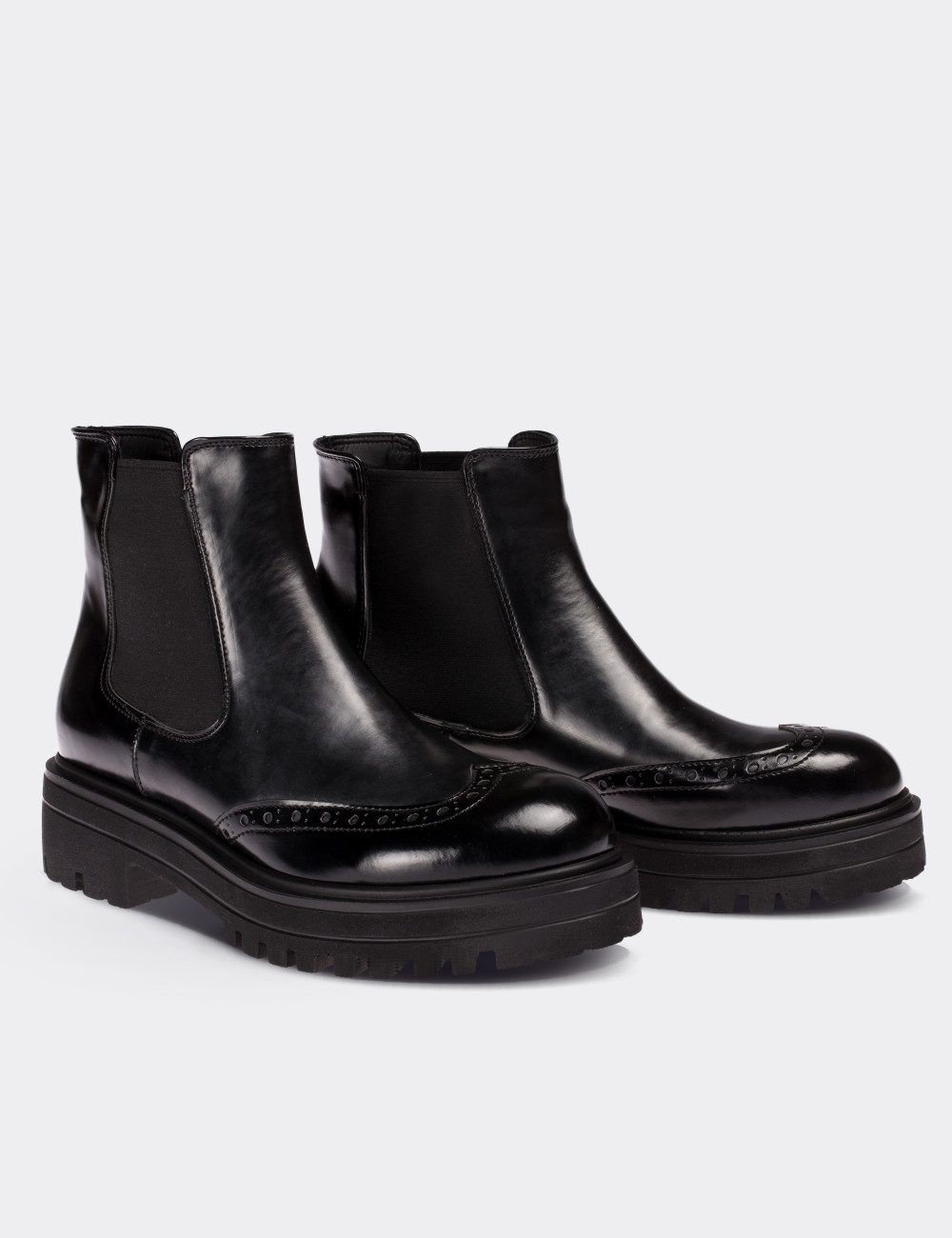 Black  Leather Chelsea Boots - 01800ZSYHE01