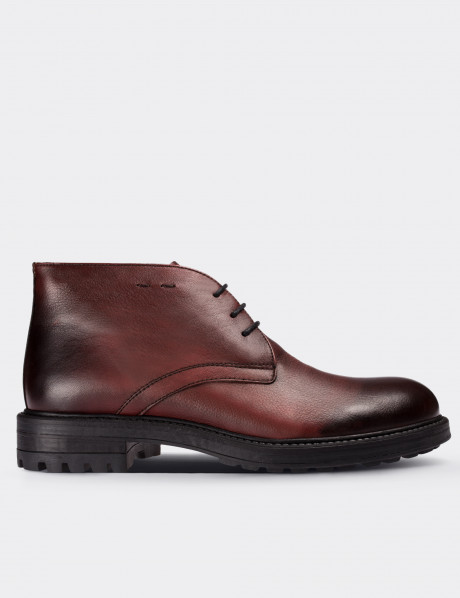 Burgundy  Leather Desert Boots