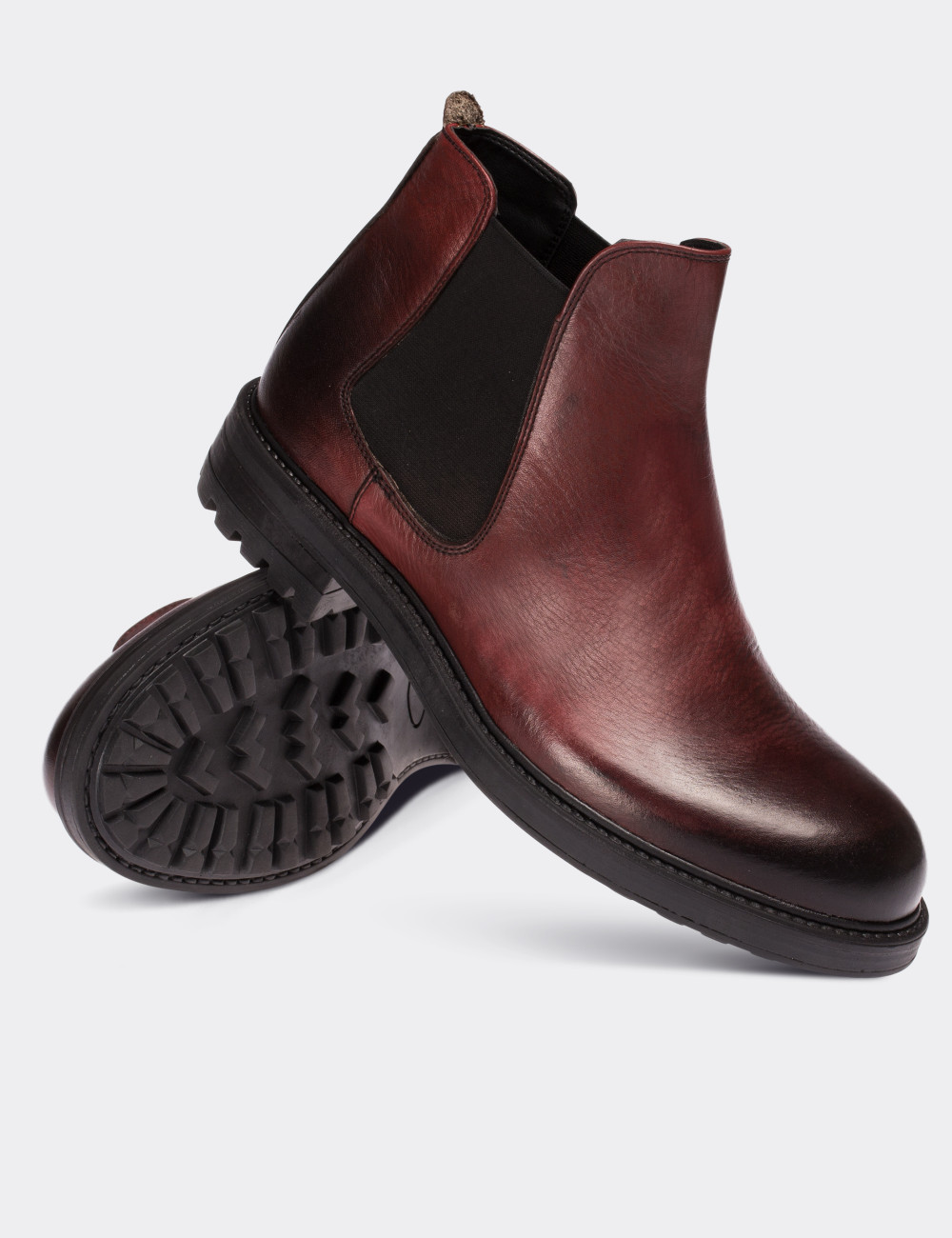 Burgundy  Leather Chelsea Boots - 01620MBRDC02
