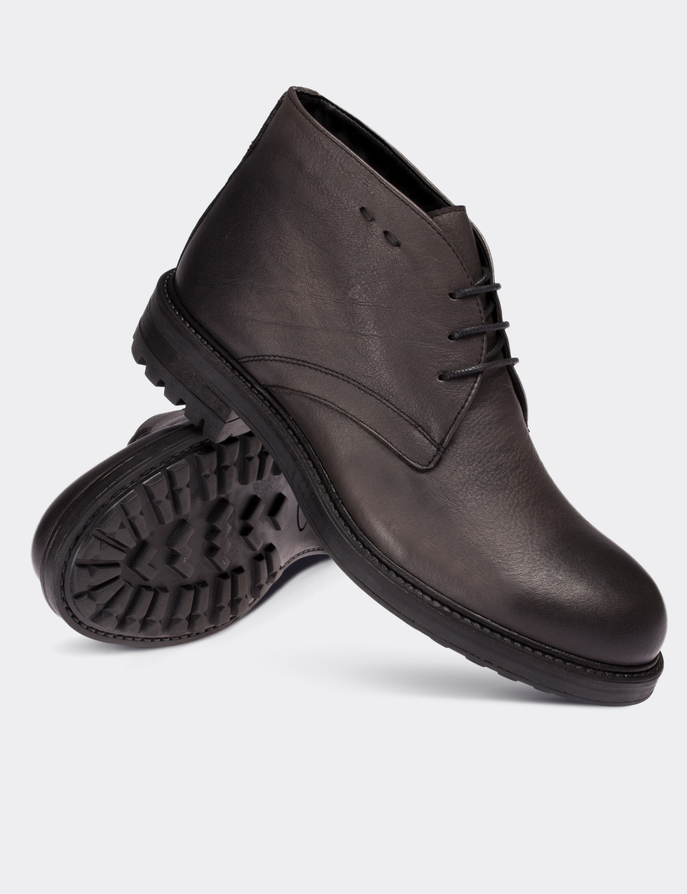 Gray  Leather Desert Boots - 01295MGRIC02