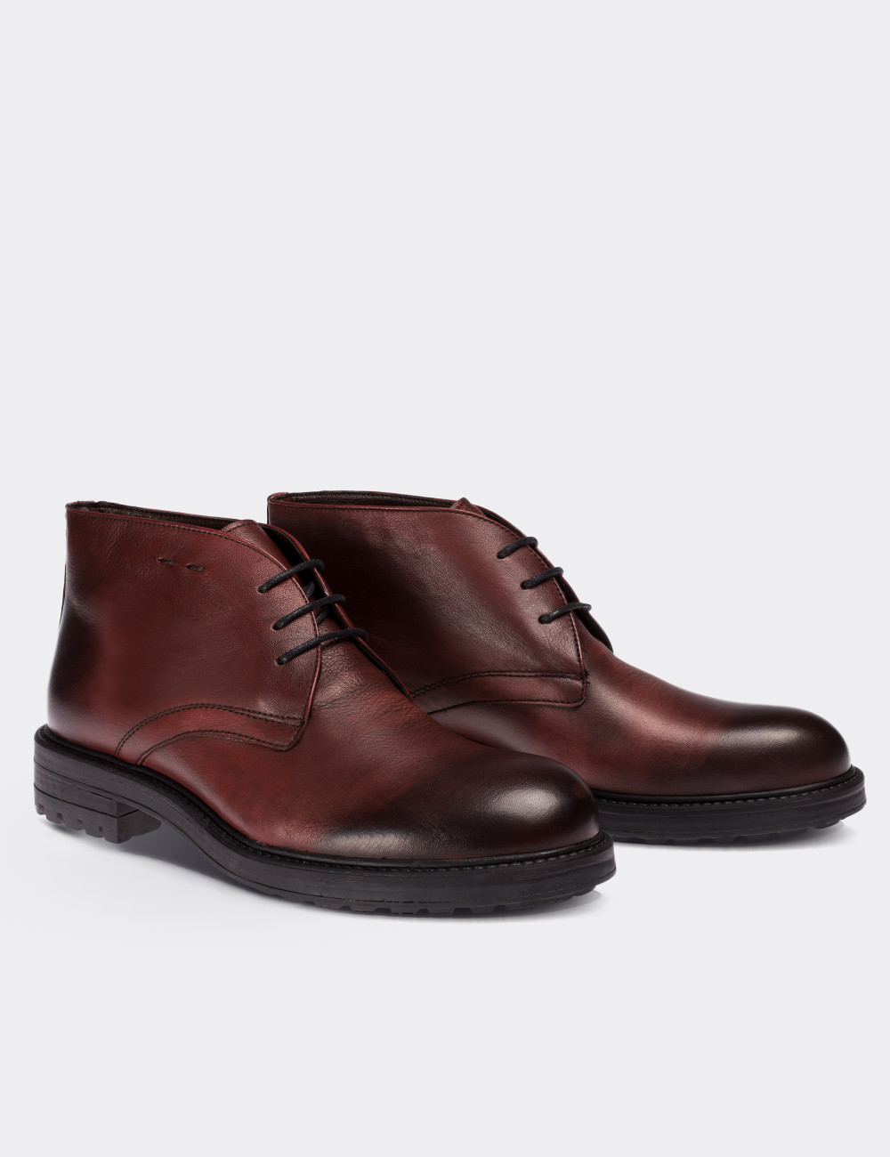 Burgundy  Leather Desert Boots - 01295MBRDC01