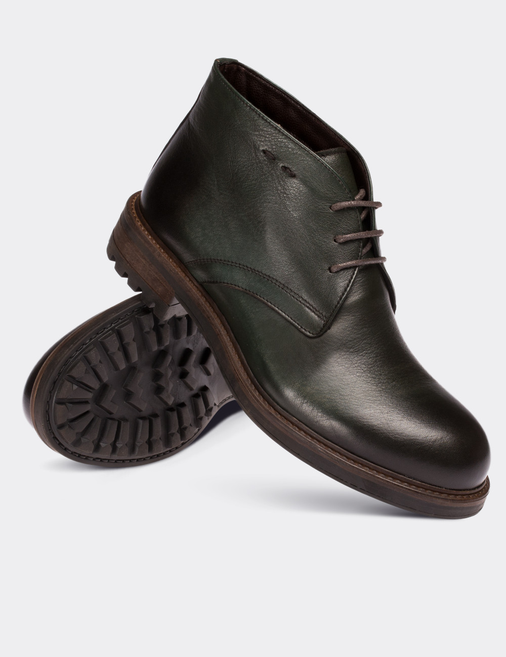 Green  Leather Vintage Desert Boots - 01295MYSLC02
