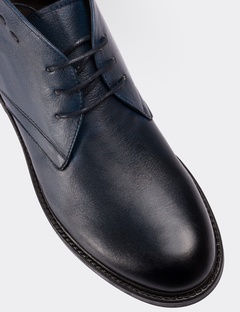 Navy  Leather Vintage Desert Boots - 01295MLCVC02