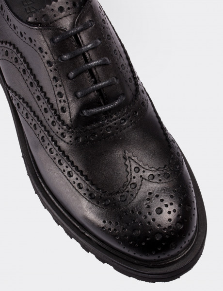 Black  Leather Lace-up Shoes