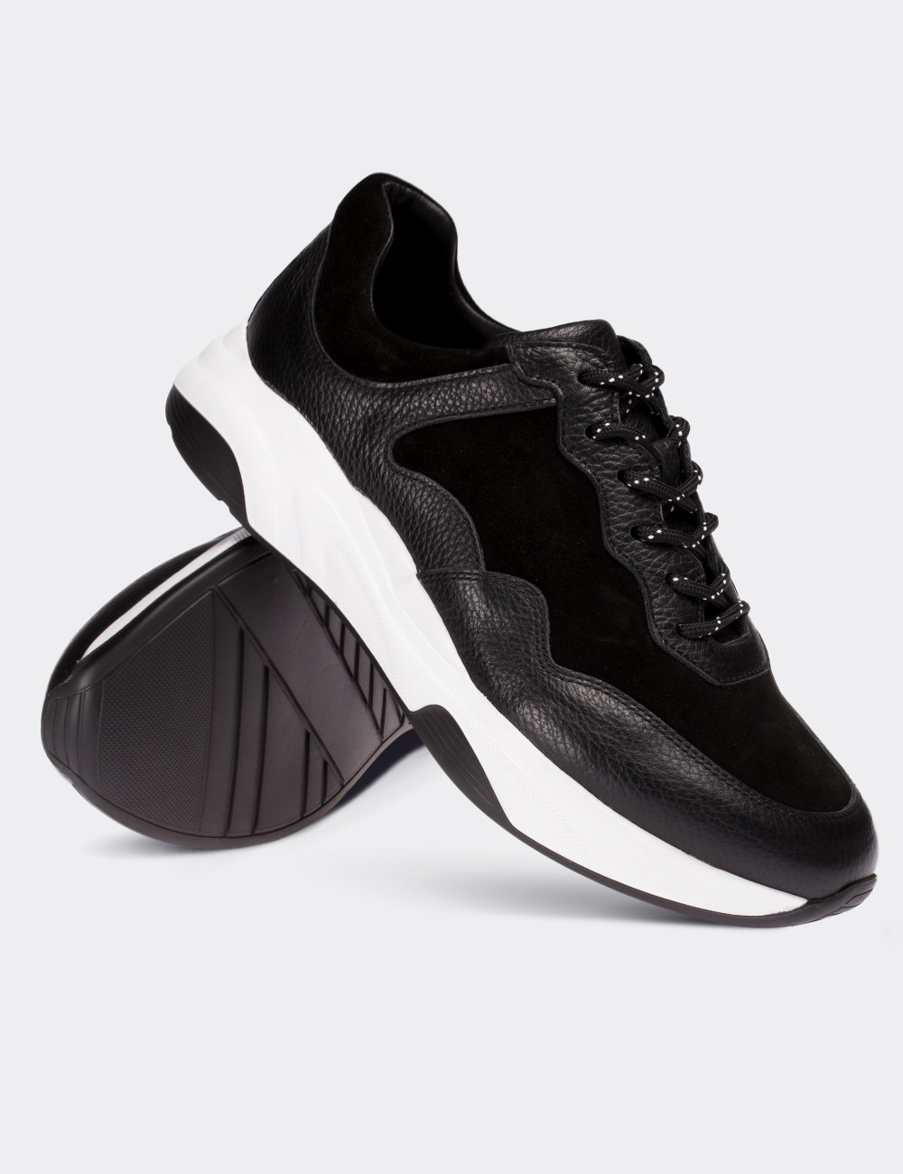 Black Suede Leather  Sneakers - 01725MSYHE02