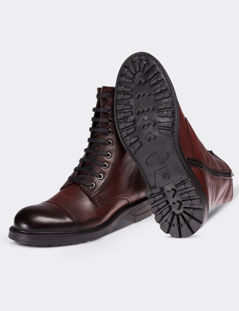 Burgundy  Leather Postal Boots - 01857MBRDC01