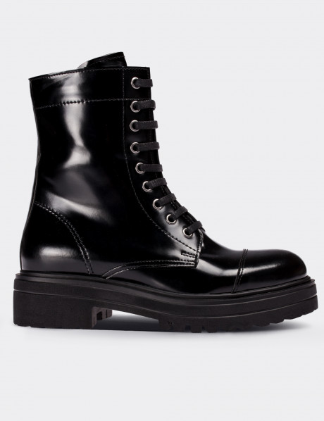 Black  Leather Postal Boots