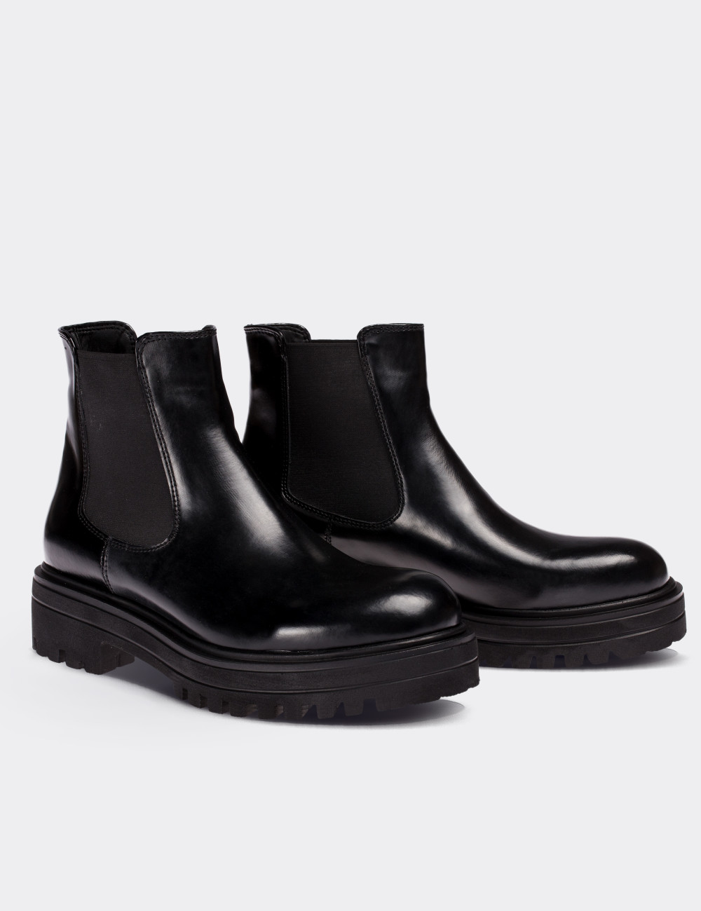 Black  Leather Chelsea Boots - 01801ZSYHE03