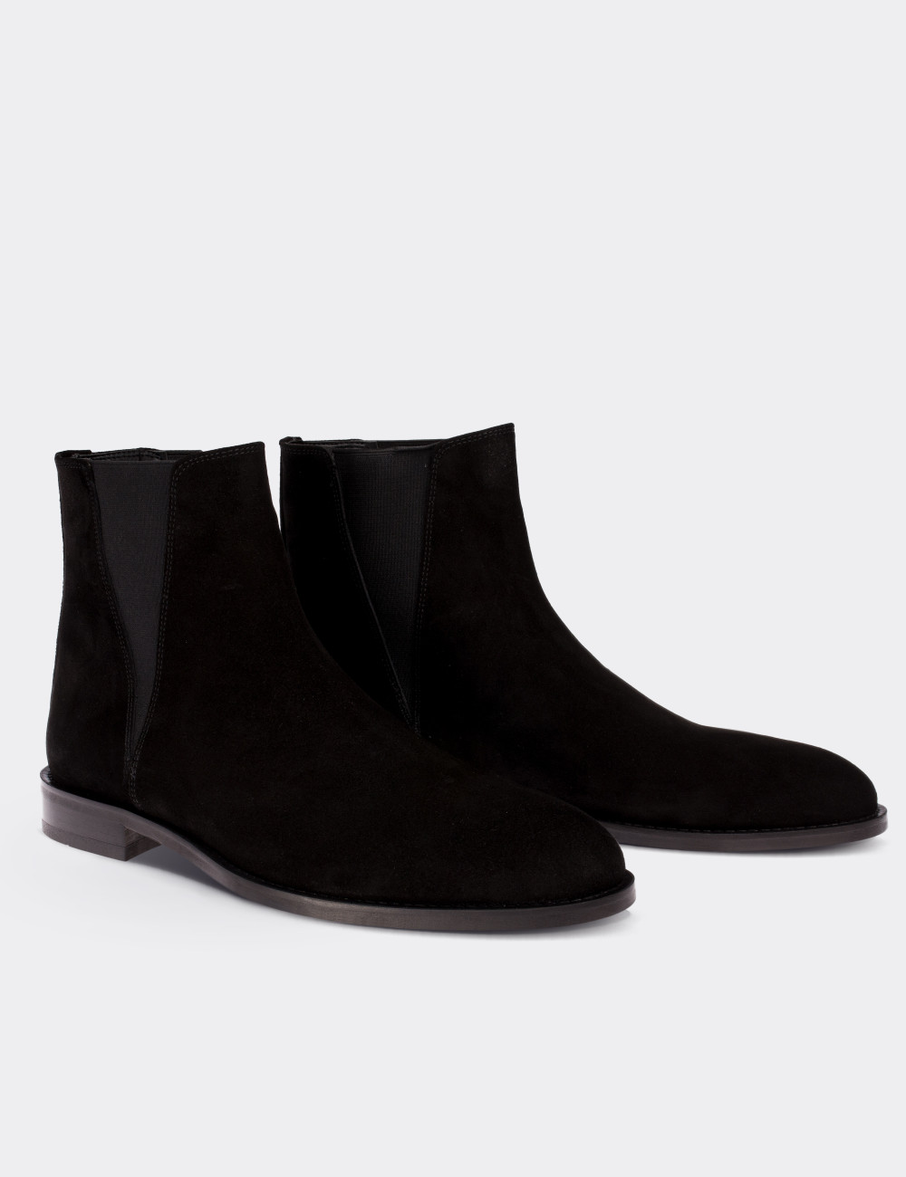 Black Suede Leather Boots - 01689MSYHM02