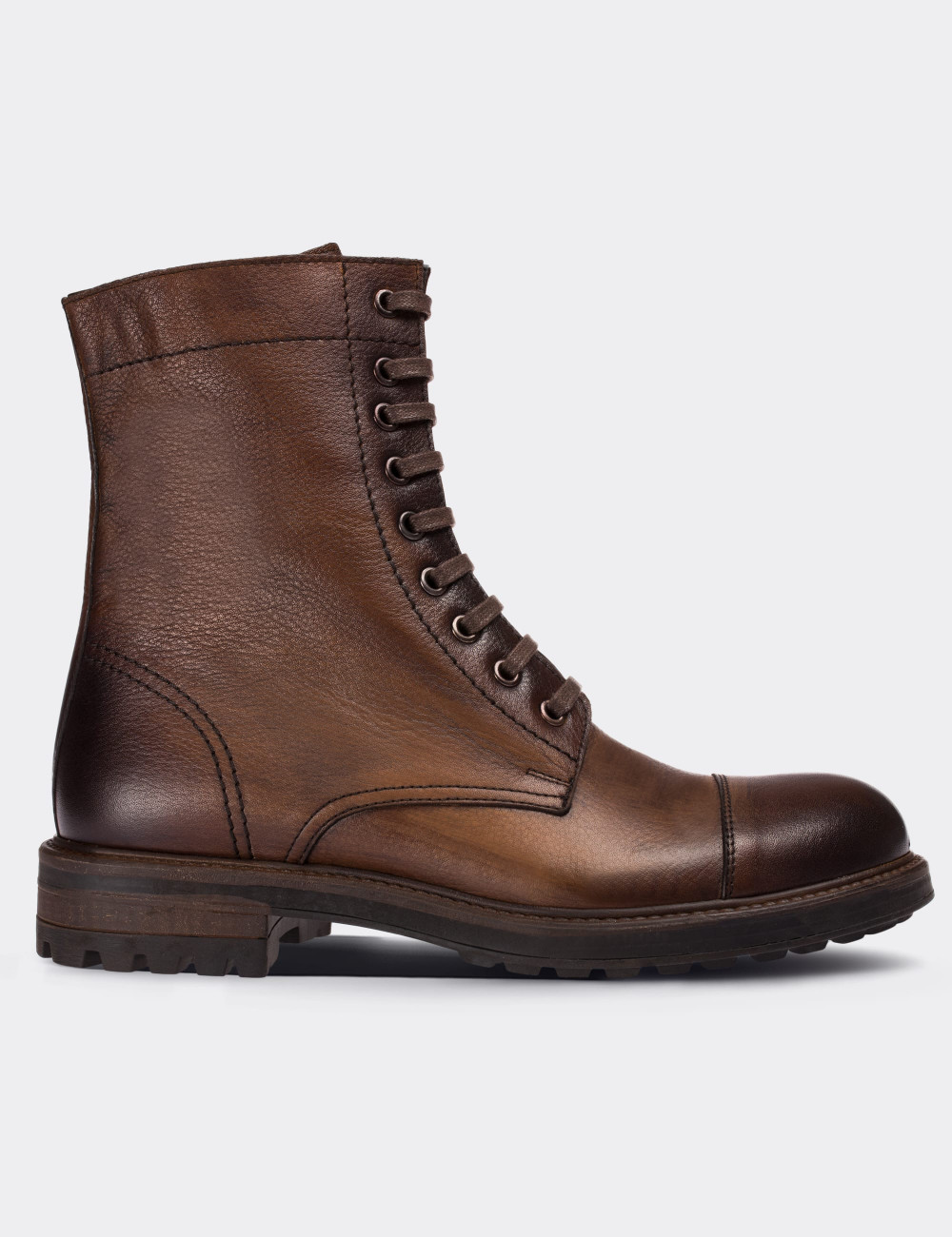 Brown  Leather Postal Boots - 01857MKHVC01