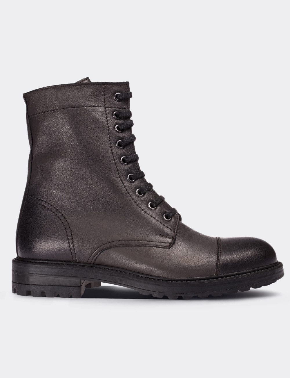 Gray  Leather Postal Boots - 01857MGRIC01