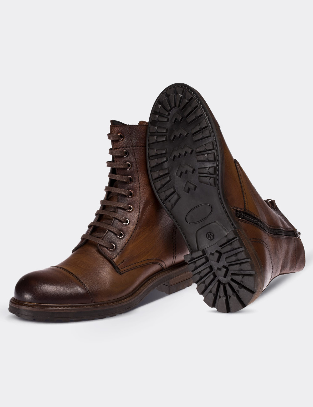 Brown  Leather Postal Boots - 01857MKHVC01