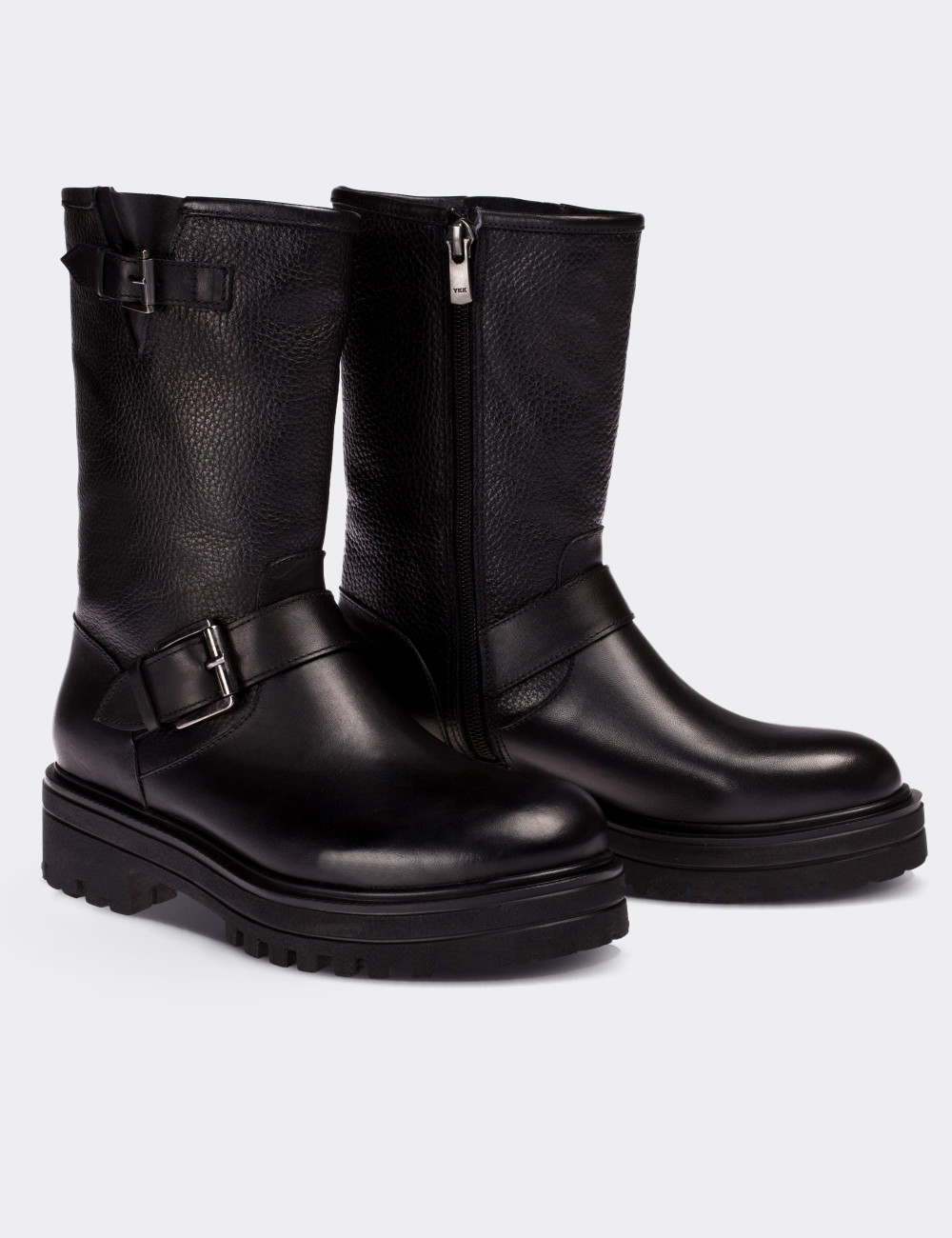Black  Leather  Boots - 01805ZSYHE02