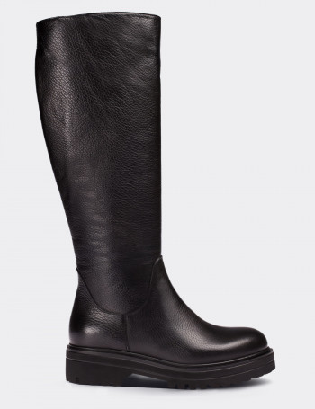 Black  Leather Boots - 01807ZSYHE01