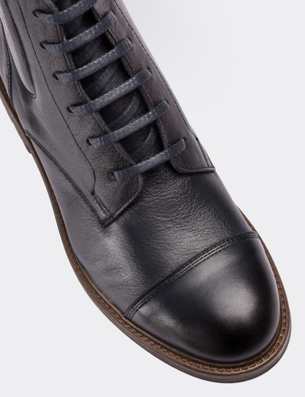 Navy  Leather  Boots - 01752MLCVC01