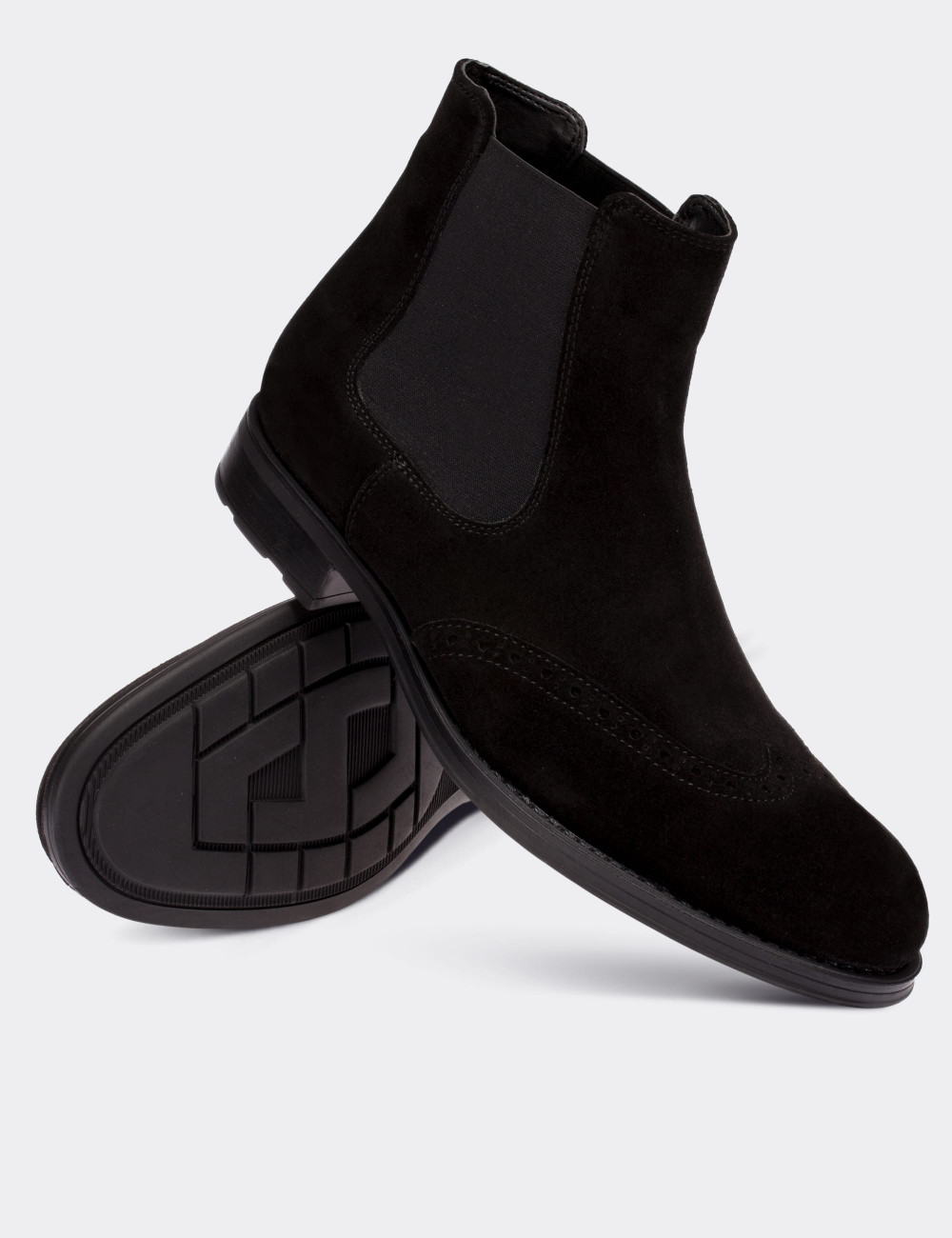 Black Suede Leather Chelsea Boots - 01622MSYHC01
