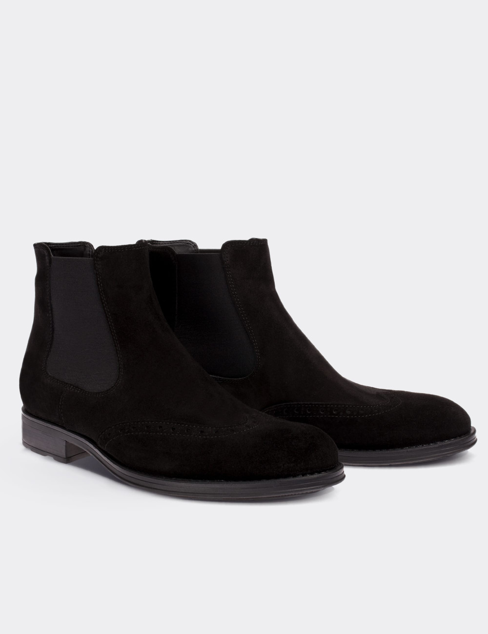Black Suede Leather Chelsea Boots - 01622MSYHC01