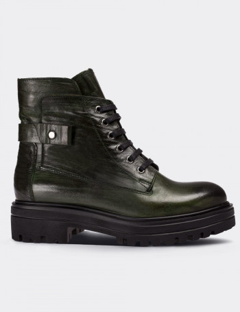 Green  Leather  Boots - 01623ZYSLE01