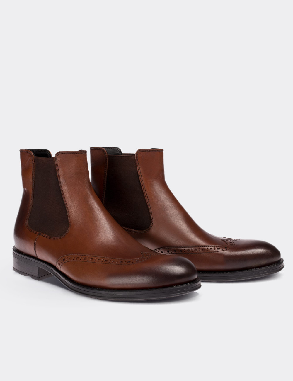 Brown  Leather Chelsea Boots - 01622MKHVC01