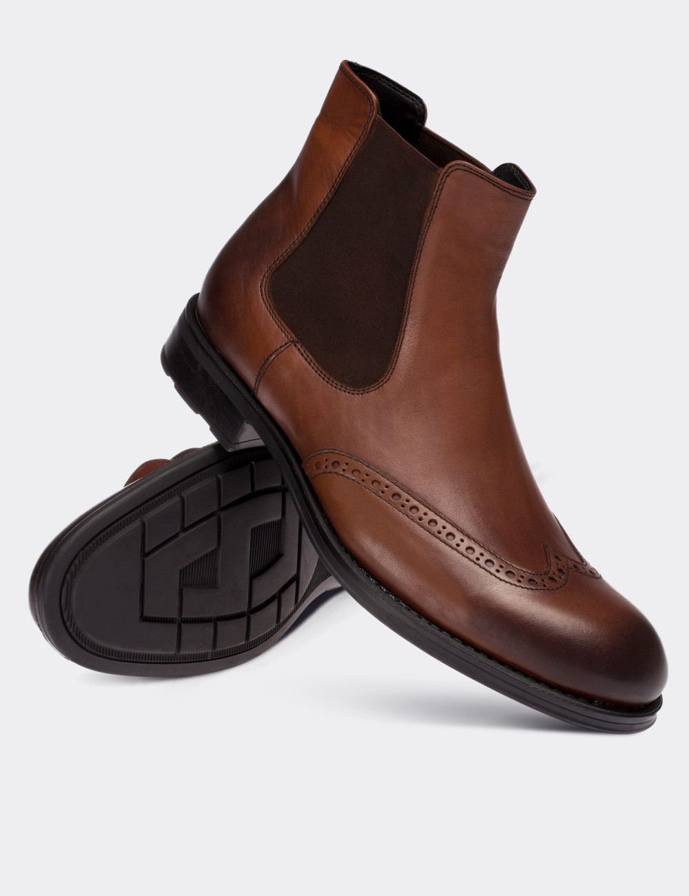 Brown  Leather Chelsea Boots - 01622MKHVC01