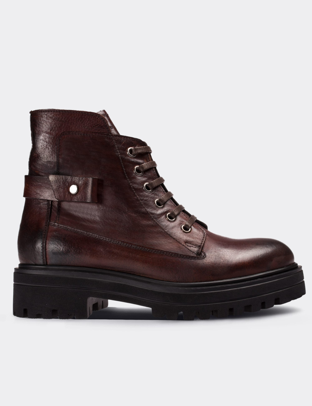 Burgundy  Leather  Boots - 01623ZBRDE01