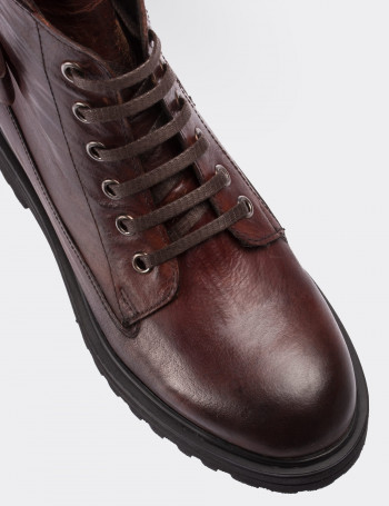 Burgundy  Leather  Boots - 01623ZBRDE01