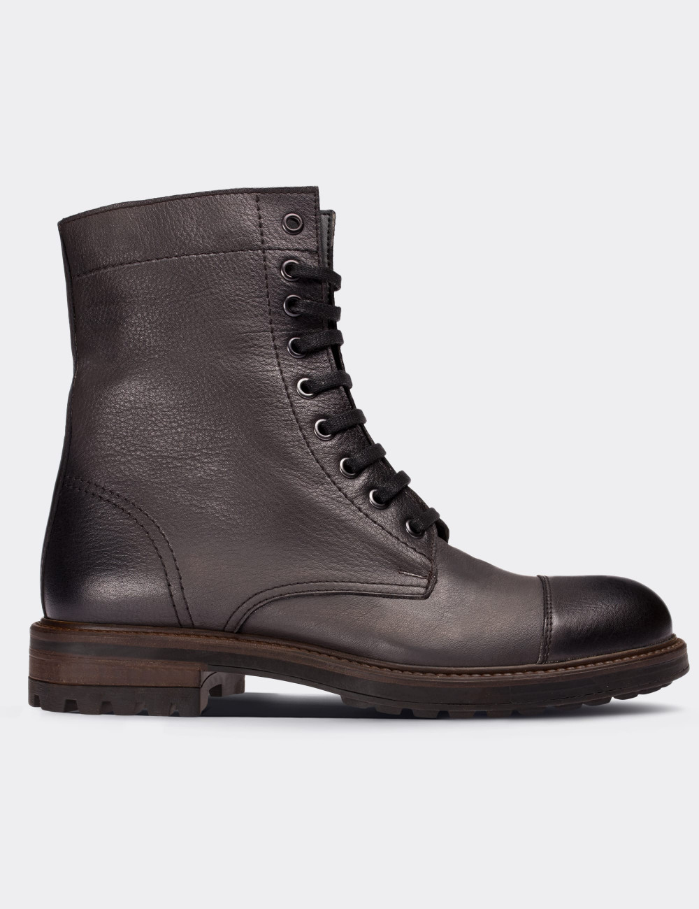 Gray  Leather Postal Boots - 01857MGRIC02