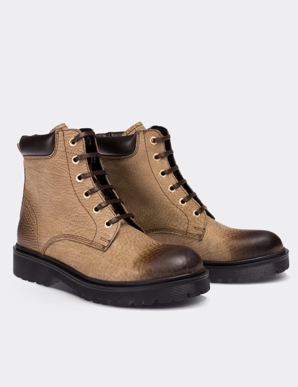 Tan Nubuck Leather  Boots - 01808ZTBAC02