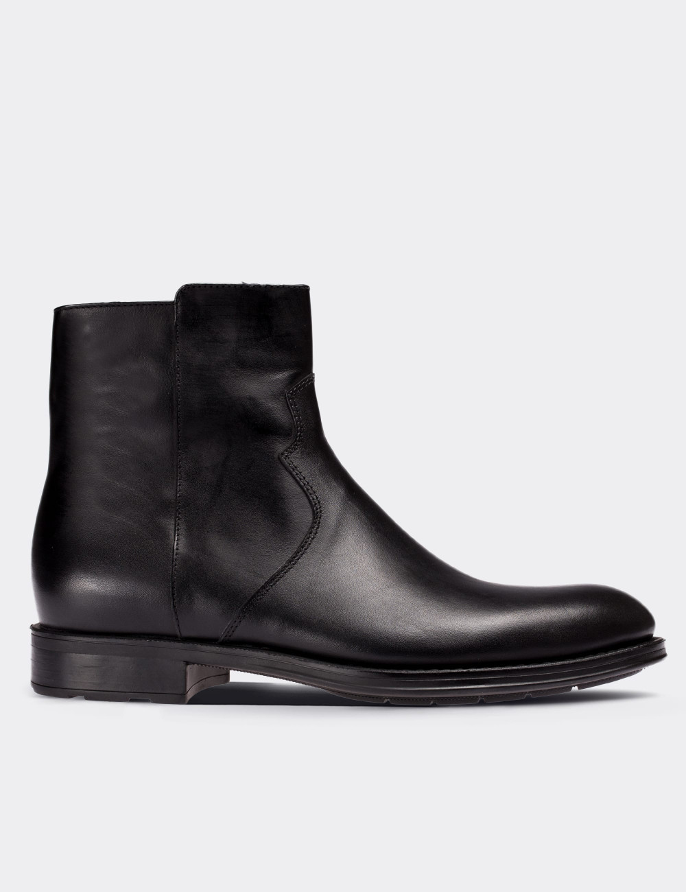 Black  Leather Boots - 01747MSYHC01