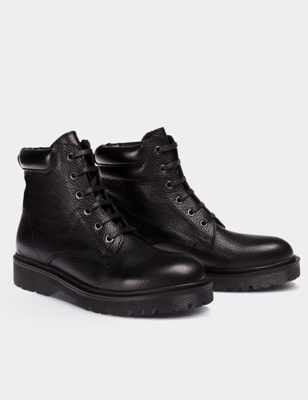 Black  Leather  Boots - 01808ZSYHC01