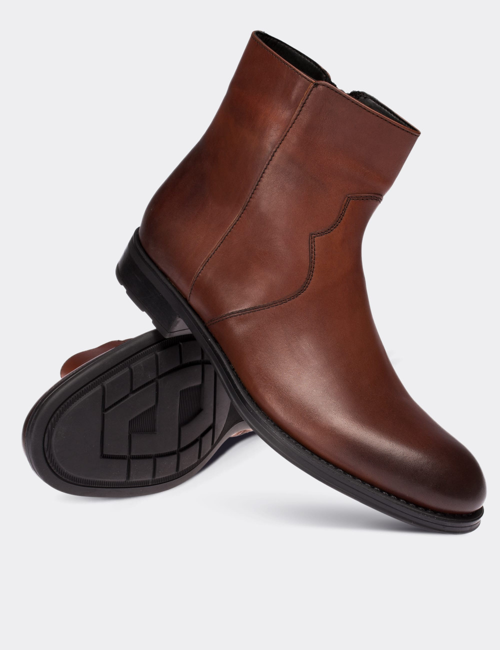 Tan  Leather  Boots - 01747MTBAC01