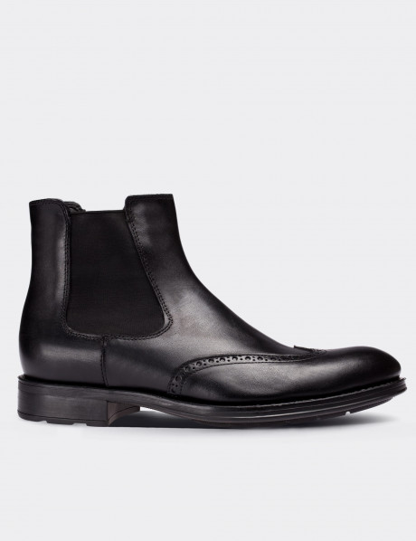 Black  Leather Chelsea Boots