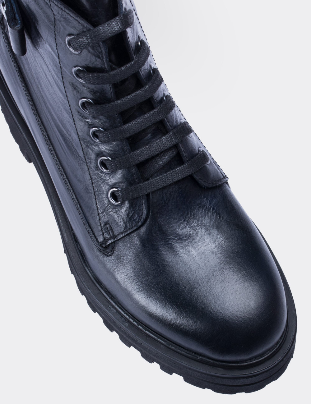 Navy  Leather  Boots - 01623ZLCVE01