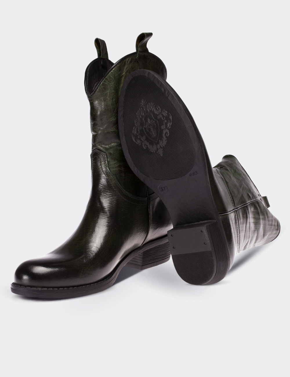 Green  Leather Western Boots - 01308ZYSLC01