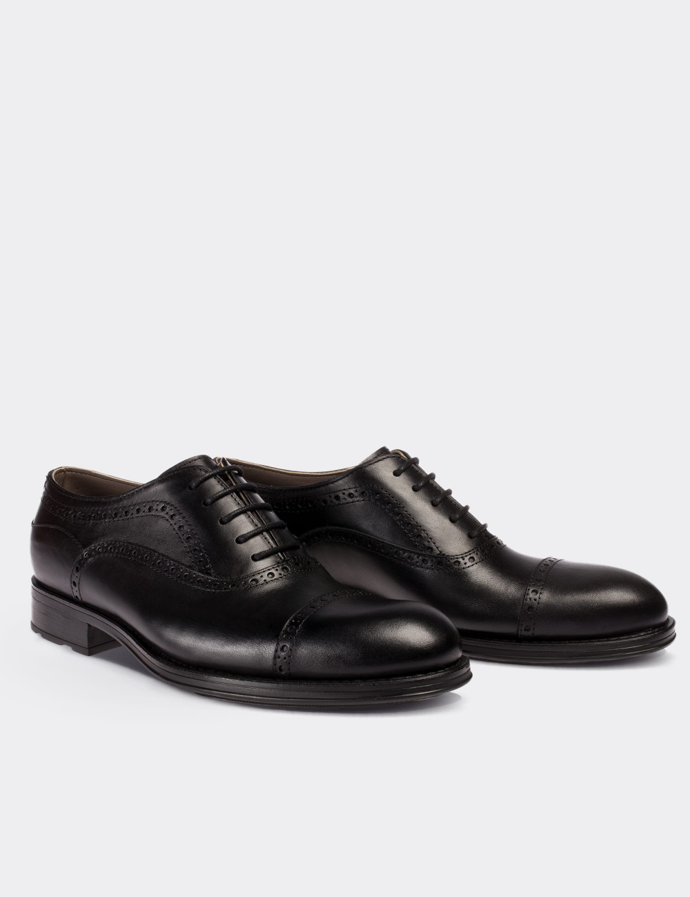 Black  Leather Classic Shoes - 01758MSYHC01
