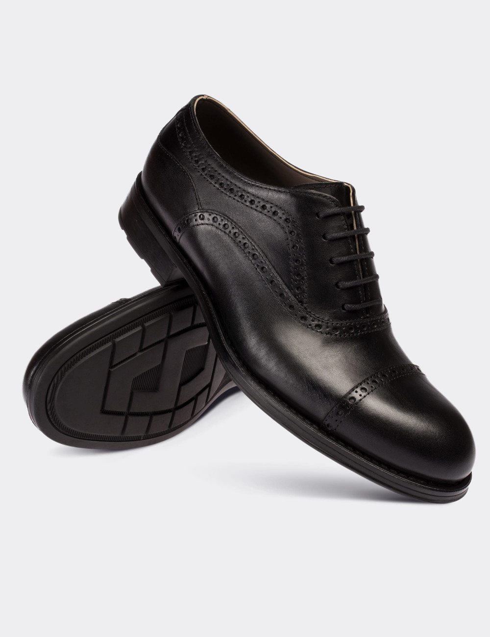 Black  Leather Classic Shoes - 01758MSYHC01